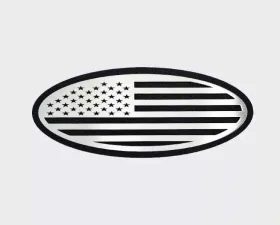 American Car Craft Black Brushed Stainless Steel w/ Brushed American Flag Top Plate Tailgate Emblem Replacement Ford F150 2005-2014