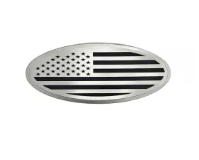 American Car Craft Polished Stainless Base w/ Brushed American Flag Top Plate Plain Tailgate Emblem Replacement Ford F150 2005-2014