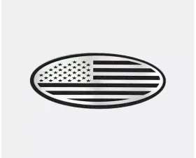 American Car Craft Black ABS Base w/ Brushed American Flag Top Plate Tailgate Emblem Replacement Ford F250 | F350 2017-2022