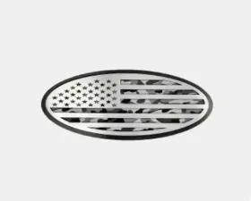 American Car Craft Tailgate Emblem Black Brushed Stainless Steel w/ American Flag Top Plate Ford F250/F350 2017-2022