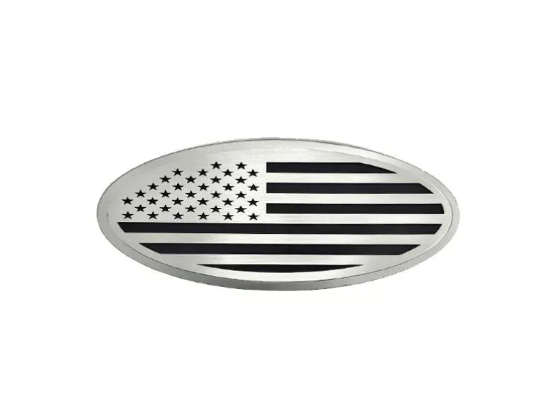 American Car Craft Polished Stainless Back Plate w/ Brushed American Flag Top Plate Plain Tailgate Emblem Replacement Ford F250 | F350 2017-2022 - ACC-782105