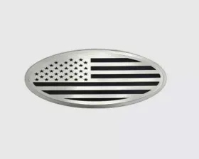 American Car Craft Polished Stainless Back Plate w/ Brushed American Flag Top Plate Black Carbon Fiber Tailgate Emblem Replacement Ford F250 | F350 1999-2007