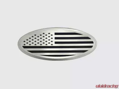 American Car Craft Polished Stainless Back Plate w/ Brushed American Flag Top Plate Black Carbon Fiber Tailgate Emblem Replacement Ford F250 | F350 1999-2007 - ACC-782110-BLK