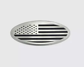 American Car Craft Polished Stainless Back Plate w/ Brushed American Flag Top Plate Blue Carbon Fiber Tailgate Emblem Replacement Ford F250 | F350 1999-2007