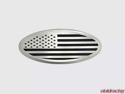 American Car Craft Polished Stainless Back Plate w/ Brushed American Flag Top Plate Blue Carbon Fiber Tailgate Emblem Replacement Ford F250 | F350 1999-2007 - ACC-782110-BLU