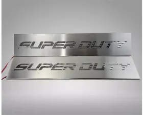 American Car Craft Front Brushed Stainless Steel Door Sills - American Flag Font (Blue LED) Ford F-250 | F-350 Super Duty 2017-2024
