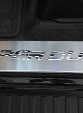 American Car Craft Front Black Brushed Stainless Steel Door Sills - American Flag Font (White LED) Ford F-250 | F-350 Super Duty 2017-2024                                     - ACC-791004-WHTL - Image 3