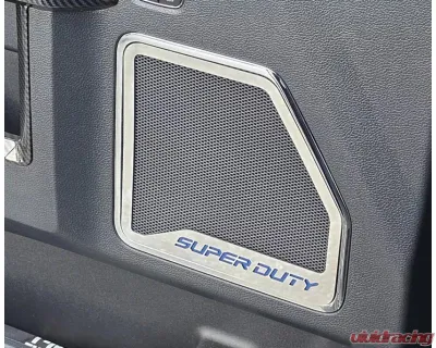 American Car Craft Front Inner Door Speaker Trim w/ Black Carbon Fiber "Super Duty" Etched Logo Ford F-250 Super Duty 2017-2022 - ACC-791012-BLK