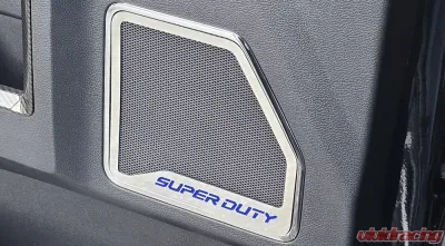 American Car Craft Front Inner Door Speaker Trim w/ Blue Carbon Fiber "Super Duty" Etched Logo Ford F-250 Super Duty 2017-2022 - ACC-791012-BLU