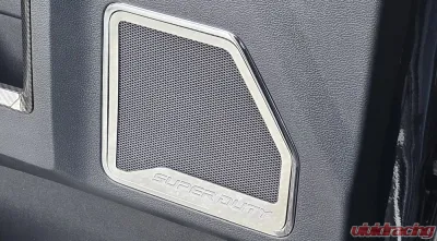 American Car Craft Front Inner Door Speaker Trim w/ White Carbon Fiber "Super Duty" Etched Logo Ford F-250 Super Duty 2017-2022 - ACC-791012-WHT