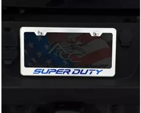 American Car Craft License Plate Frame w/ Blue Carbon Fiber 