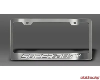 American Car Craft License Plate Frame w/ White Carbon Fiber "Super Duty" Lettering Ford F-250 2017-2022 - ACC-792002-WHT