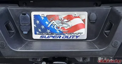 American Car Craft License Plate Frame w/ Ford Blue "Super Duty" Lettering Ford F-250 2017-2022 - ACC-792002-FBLU