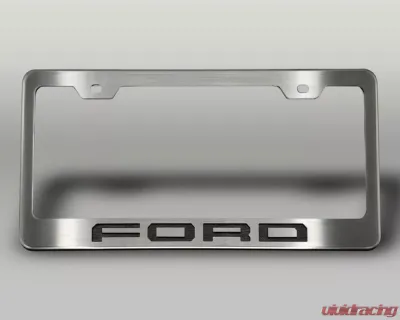 American Car Craft License Plate Frame w/ Brushed Black "Ford" Lettering Ford F-250 2017-2022 - ACC-792003-BBLK