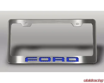 American Car Craft License Plate Frame w/ Blue Carbon Fiber "Ford" Lettering Ford F-250 2017-2022 - ACC-792003-BLU