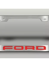 American Car Craft License Plate Frame w/ Solid Bright Red "Ford" Lettering Ford F-250 2017-2022                                     - ACC-792003-BSRD - Image 3