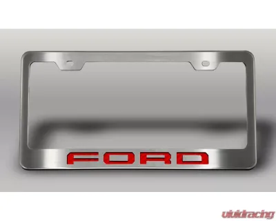 American Car Craft License Plate Frame w/ Red Carbon Fiber "Ford" Lettering Ford F-250 2017-2022 - ACC-792003-RED