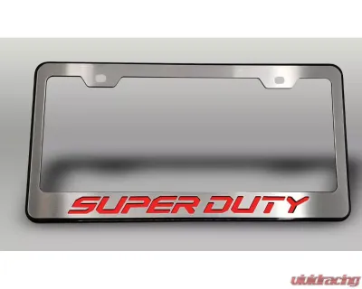 American Car Craft Black License Plate Frame w/ Solid Bright Red "Super Duty" Lettering Ford F-250 2017-2022 - ACC-792004-BSRD