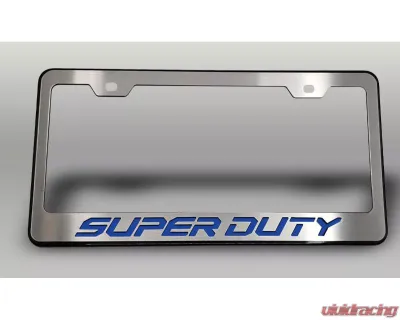 American Car Craft Black License Plate Frame w/ Ford Blue "Super Duty" Lettering Ford F-250 2017-2022 - ACC-792004-FBLU