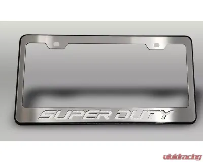 American Car Craft Black License Plate Frame w/ White Carbon Fiber "Super Duty" Lettering Ford F-250 2017-2022 - ACC-792004-WHT
