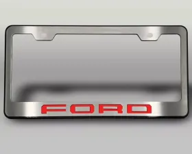 American Car Craft Black License Plate Frame w/ Solid Bright Red 