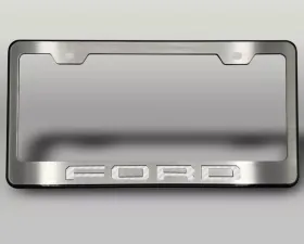 American Car Craft Black License Plate Frame w/ White Carbon Fiber 