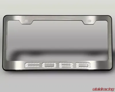 American Car Craft Black License Plate Frame w/ White Carbon Fiber "Ford" Lettering Ford F-250 2017-2022 - ACC-792005-WHT
