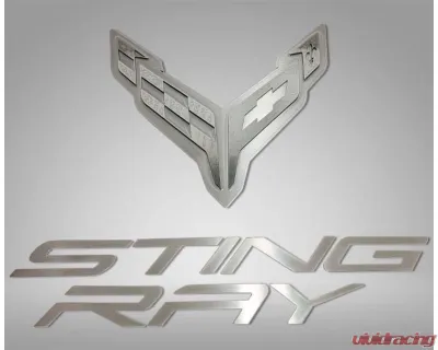 American Car Craft Stainless Hood Panel Badge Flag Logo and Stingray Font Style Chevrolet C8 Corvette 2020-2024 - ACC-883051