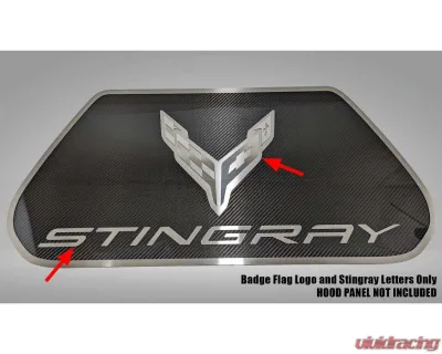 American Car Craft Stainless Hood Panel Badge Flag Logo and Stingray Font Style Chevrolet C8 Corvette 2020-2024 - ACC-883051