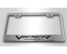 American Car Craft Viper Powered Style Polished | Carbon Fiber Black Vinyl Inlay License Plate Frame Dodge Viper