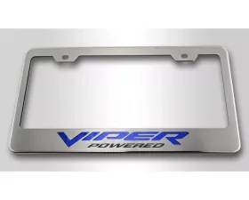 American Car Craft Viper Powered Style Polished | Carbon Fiber Blue Vinyl Inlay License Plate Frame Dodge Viper