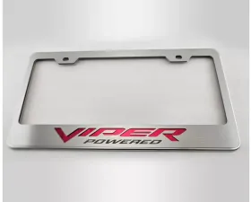 American Car Craft Viper Powered Style Polished | Carbon Fiber Red Vinyl Inlay License Plate Frame Dodge Viper