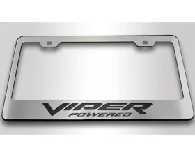 American Car Craft Viper Powered Style Polished | Black Base Vinyl Black Inlay License Plate Frame Dodge Viper