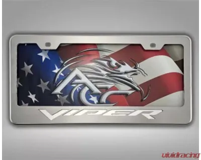 American Car Craft Black Carbon Fiber Tag Frame Stainless Steel Viper Font | Choose Inlay Dodge Viper Gen 3-5 2013-2017 - ACC-972095-BLK