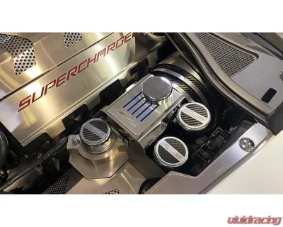 American Car Craft Master Cylinder Cover Manual Polished Stainless - Dark Blue Solid Chevrolet Corvette C7 Z06 2014-2019 - ACC-053128-DBLU