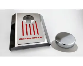 American Car Craft Master Cylinder Cover Automatic Polished Stainless - Red Carbon Fiber Chevrolet Corvette C7 2014-2019