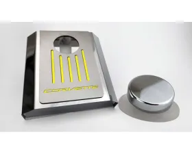 American Car Craft Master Cylinder Cover Automatic Polished Stainless - Yellow Solid Chevrolet Corvette C7 2014-2019
