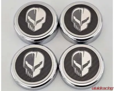 American Car Craft  Cap Cover Set 4pc Stainless Jake Skull Logo Chevrolet C8 Corvette Coupe 2020-2024 - ACC-883058