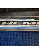 American Car Craft Carbon Fiber Door Sills w/HEMI Brushed Lettering w/Green LED Illumination 2pc Dodge Challenger 2015-2024                                     - ACC-151085-GRNL - Image 3