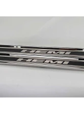 American Car Craft Carbon Fiber Door Sills w/HEMI Brushed Lettering w/Green LED Illumination 2pc Dodge Challenger 2015-2024                                     - ACC-151085-GRNL - Image 4