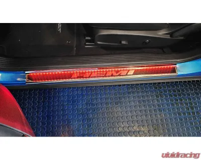 American Car Craft Carbon Fiber Door Sills w/HEMI Brushed Lettering w/Red LED Illumination 2pc Dodge Challenger 2015-2024 - ACC-151085-RDL