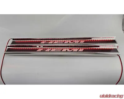 American Car Craft Carbon Fiber Door Sills w/HEMI Brushed Lettering w/Red LED Illumination 2pc Dodge Challenger 2015-2024 - ACC-151085-RDL