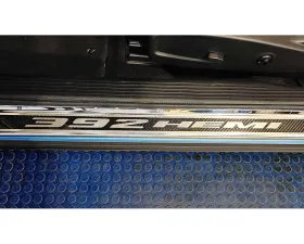 American Car Craft Carbon Fiber Door Sills w/392 HEMI Brushed Lettering w/Blue LED Illumination 2pc Dodge Challenger 2015-2024