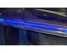 American Car Craft Carbon Fiber Door Sills w/392 HEMI Brushed Lettering w/Blue LED Illumination 2pc Dodge Challenger 2015-2024