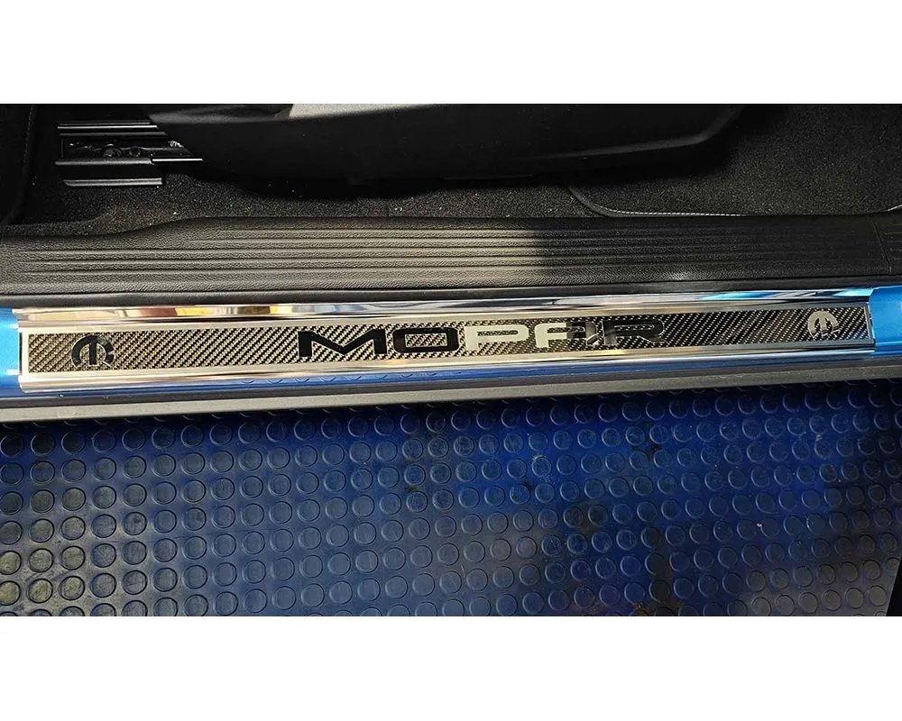American Car Craft Carbon Fiber Door Sills w/392 HEMI Brushed Lettering w/Yellow LED Illumination 2pc Dodge Challenger 2015-2024 - ACC-151089-YLWL