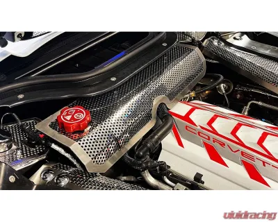 American Car Craft Stainless Steel Water Tank Cover Perforated w/Cap Chevrolet Corvette C8 HTC 2020-2024 - ACC-883205
