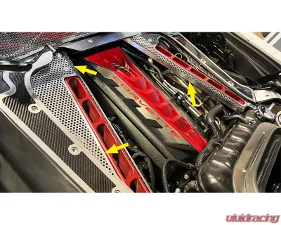 American Car Craft Exposed Crossmembers Header Guard and Covers Perforated Chevrolet Corvette C8 HTC 2020-2024 - ACC-883208