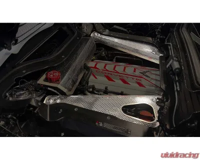 American Car Craft Stainless Steel Header Guard and Crossmember Covers Perforated Chevrolet Corvette C8 HTC 2020-2024 - ACC-883209
