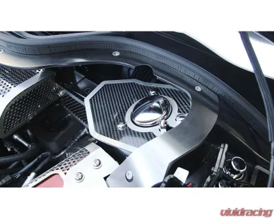 American Car Craft Carbon Fiber Shock Tower Covers w/Brushed Trim Chevrolet Corvette C8 HTC 2020-2024 - ACC-883210