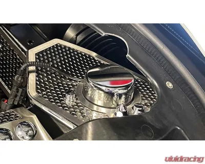 American Car Craft Perforated Stainless Steel Shock Tower Covers w/Brushed Trim Chevrolet Corvette C8 HTC 2020-2024 - ACC-883211